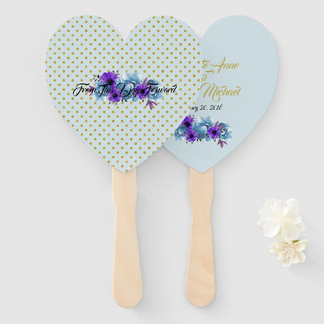 Rustic Cottage Roses Wedding Suite Ceremony Party Hand Fan (Front and Back)