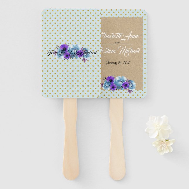 Rustic Cottage Roses Wedding Suite Reception Party Hand Fan (Front and Back)