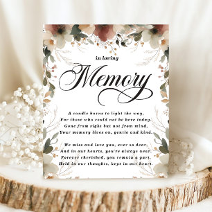 Rustic Cottagecore Floral Wedding In Loving Memory Pedestal Sign