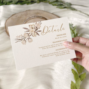 Rustic Cotton Floral Wedding Details Enclosure Card