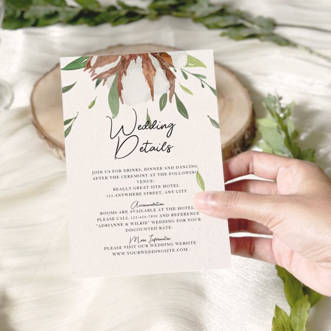 Rustic Cotton Greenery Wedding Details Enclosure Card (Creator Uploaded)