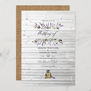 Rustic Cotton Lavender Country Barn Wedding Photo Invitation