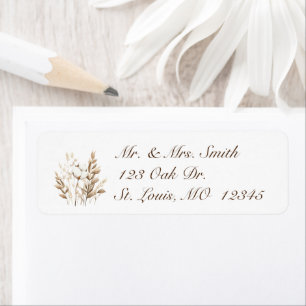 Rustic Cotton Pampas Return Address Labels