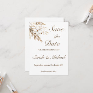 Rustic Cotton Pampas Save the Date Card