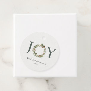 Rustic Cotton Pine Joy Merriest Christmas Wreath  Favour Tags