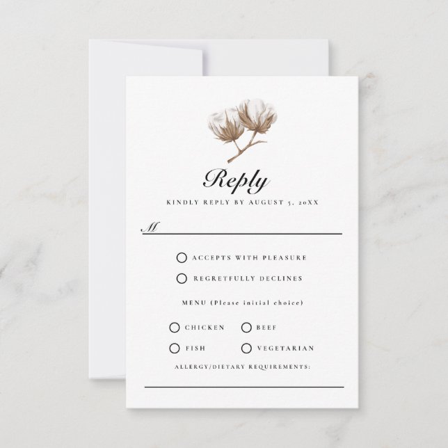 Rustic Cotton RSVP Card (Front)