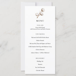 Rustic Cotton Wedding Dinner Menu