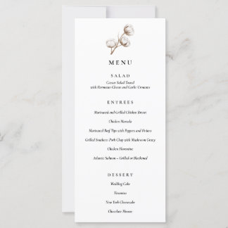 Rustic Cotton Wedding Dinner Menu