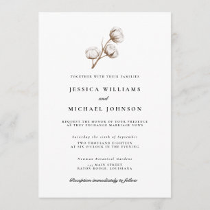 Rustic Cotton Wedding Invitation