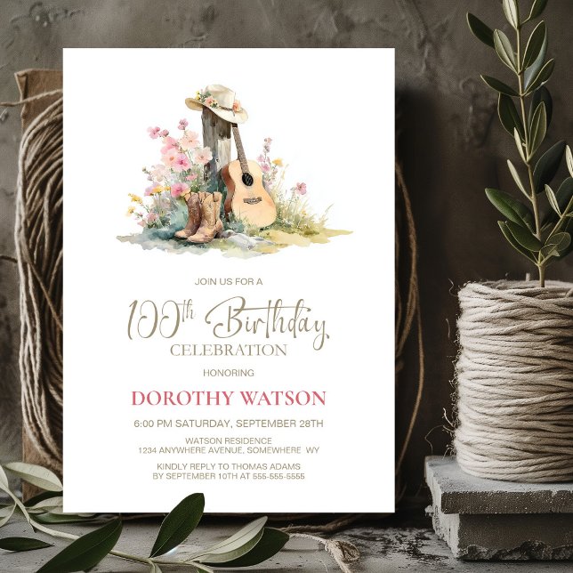 Rustic Country 100th Birthday Party Invitation (Creator Uploaded)