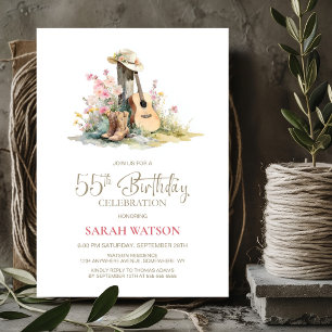 Rustic Country 55th Birthday Party Invitation