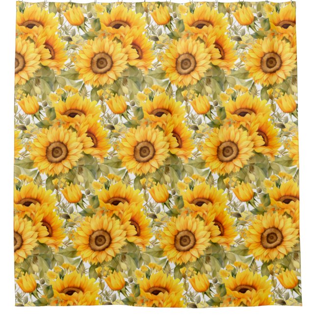 Rustic Country Americana Sunflower Shower Curtains (Front)