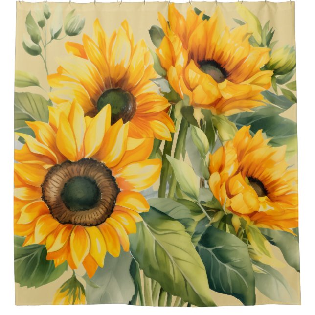 Rustic Country Americana Sunflower Shower Curtains (Front)