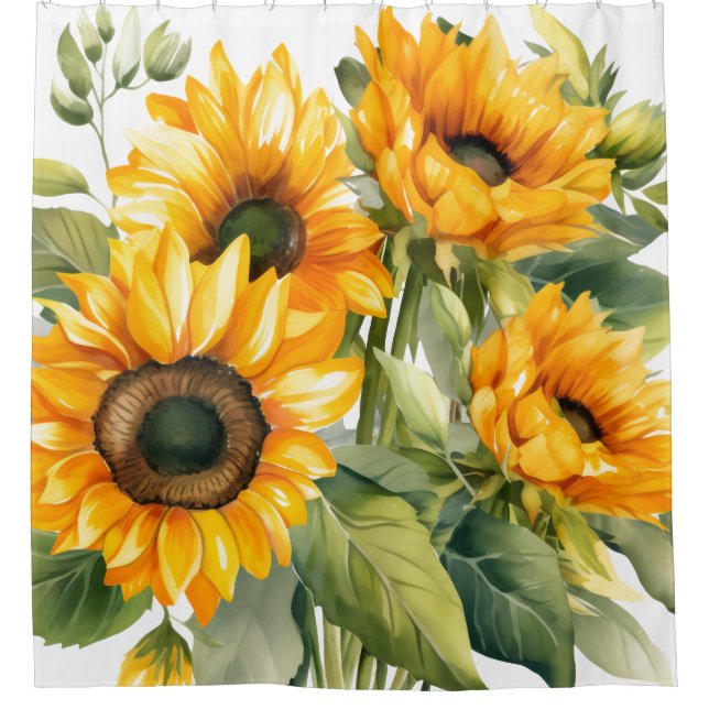 Rustic Country Americana Sunflower Shower Curtains (Front)