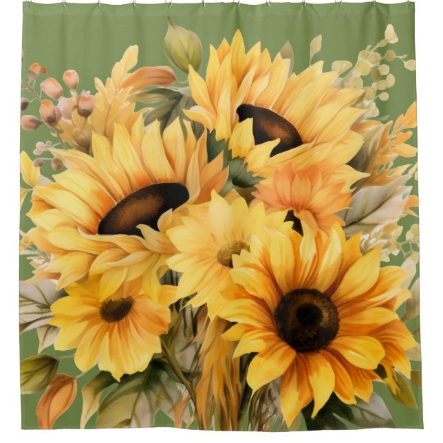Rustic Country Americana Sunflower Shower Curtains (Front)