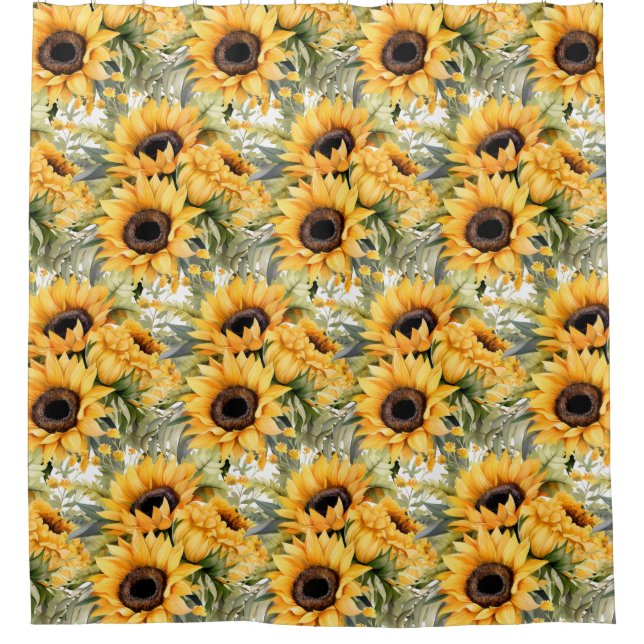 Rustic Country Americana Sunflower Shower Curtains (Front)