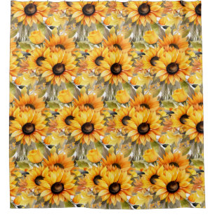 Rustic Country Americana Sunflower Shower Curtains