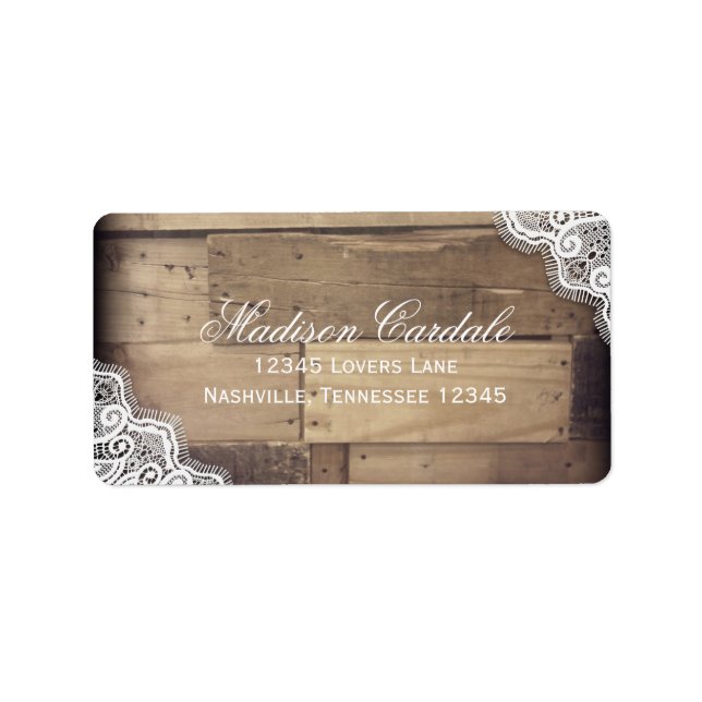 Rustic Country and Lace Wedding Address Labels (Front)