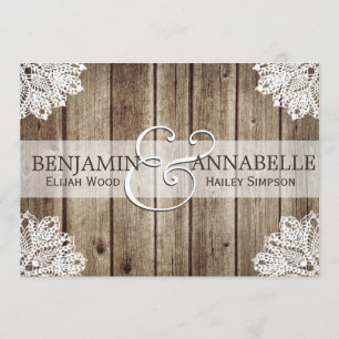 Rustic Country Antique Wood Wedding Invitation