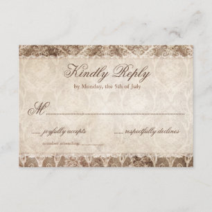 Rustic Country Antler + Lace Wedding RSVP Cards