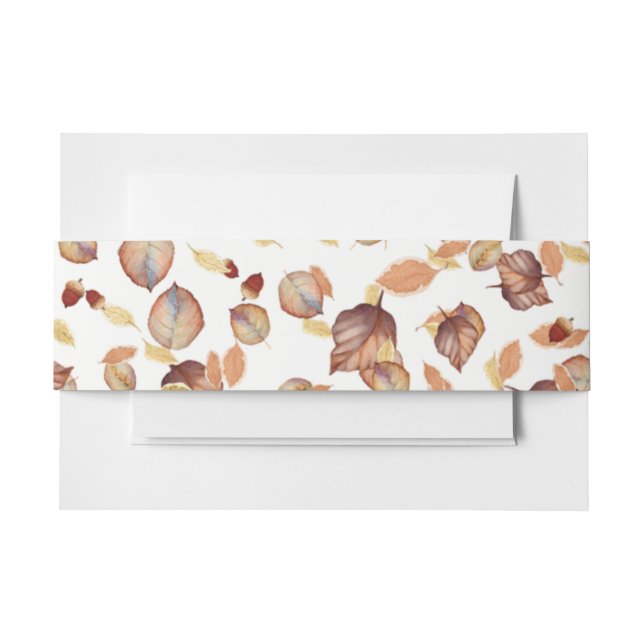 Rustic Country Autumn Fall Leaves and Acorns Invitation Belly Band (Front Example)