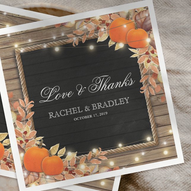 Rustic Country Autumn Fall Lights Wedding Napkin (Creator Uploaded)