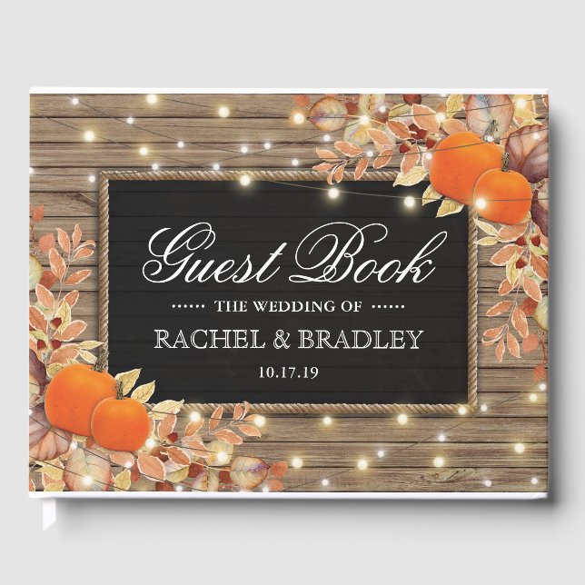 Rustic Country Autumn Fall Wedding Guest Book (Front)
