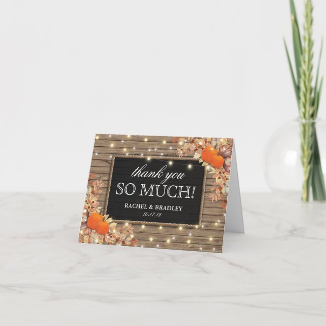 Rustic Country Autumn Fall Wedding Thank You (Front)