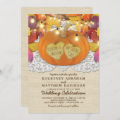 Rustic Country Autumn Pumpkin Lace Wedding Invitation (Front/Back)