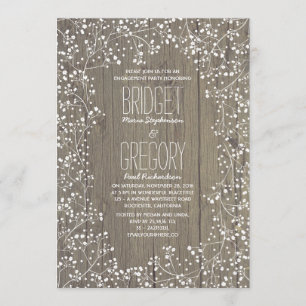 Rustic Country Baby's Breath Engagement Party Invitation