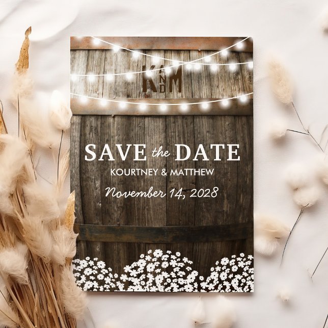 Rustic Country Babys Breath Save the Date Card (Creator Uploaded)