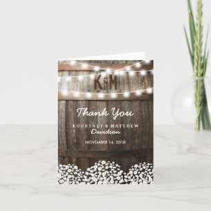 Rustic Country Babys Breath Thank You Card