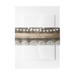 Rustic Country Baby's Breath Wedding Invitation Belly Band
