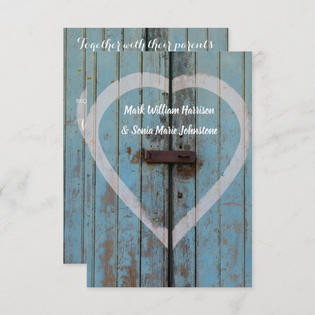 Rustic country bard door wedding invitation (Front/Back)