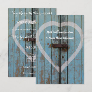 Rustic country bard door wedding invitation