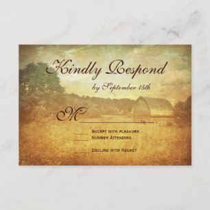 Rustic Country Barn Distressed Wedding RSVP Cards