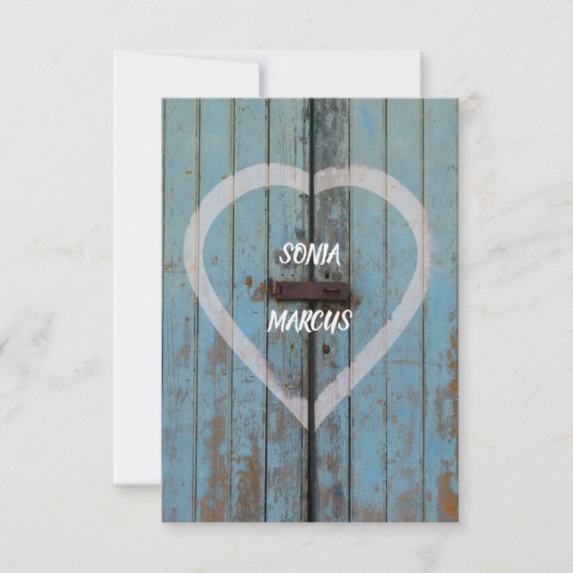 Rustic country barn door Engagement Announcement (Front)