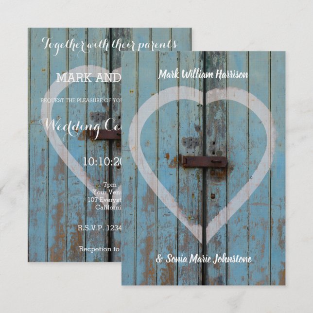 Rustic country barn door invitation (Front/Back)