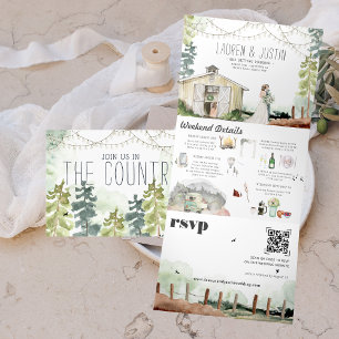 Rustic Country Barn Forest Wedding Tri-Fold Invitation