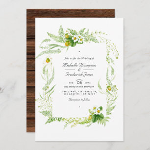 Rustic Country Barn Greenery QR Code RSVP Wedding Invitation