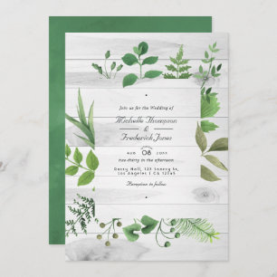 Rustic Country Barn Greenery Wedding Photo Invitat Invitation