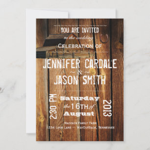 Rustic Country Barn Horseshoe Wedding Invitations