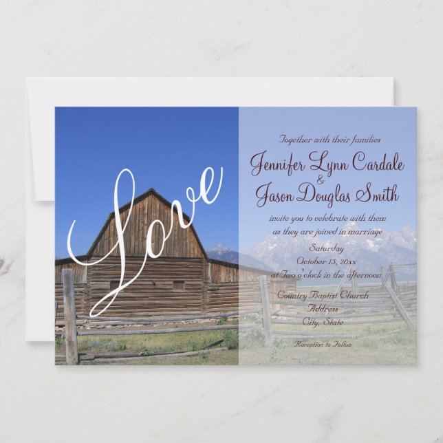 Rustic Country Barn Love Wedding Invitations (Front)