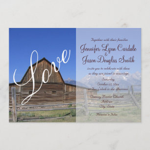 Rustic Country Barn Love Wedding Invitations