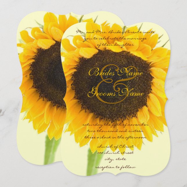 Rustic Country Barn Sunflower Wedding Invitation (Front/Back)