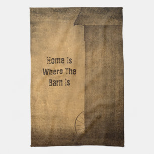 Rustic Country Barn Vintage Texture Home Phrase Tea Towel