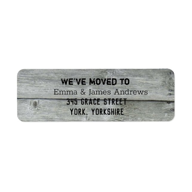 Rustic Country Barn We’ve Moved New Address Label (Front)
