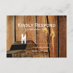 Rustic Country Barn Wedding Invitation RSVP Cards