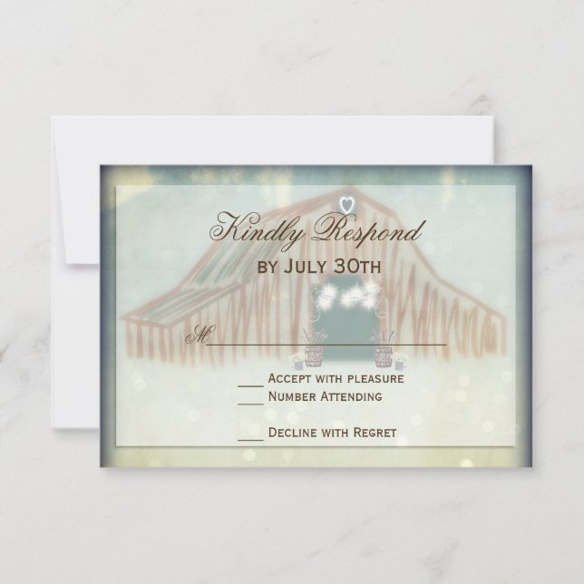 Rustic Country Barn Wedding RSVP Cards (Front)