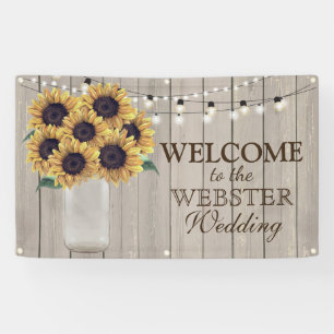 Rustic Country Barn Wedding Sunflower Mason Jar Banner